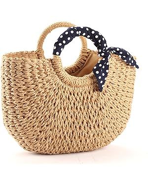 YXILEE Summer Beach bag,Handmade Large Straw Tote Bag Womens Handbag | Amazon (US)