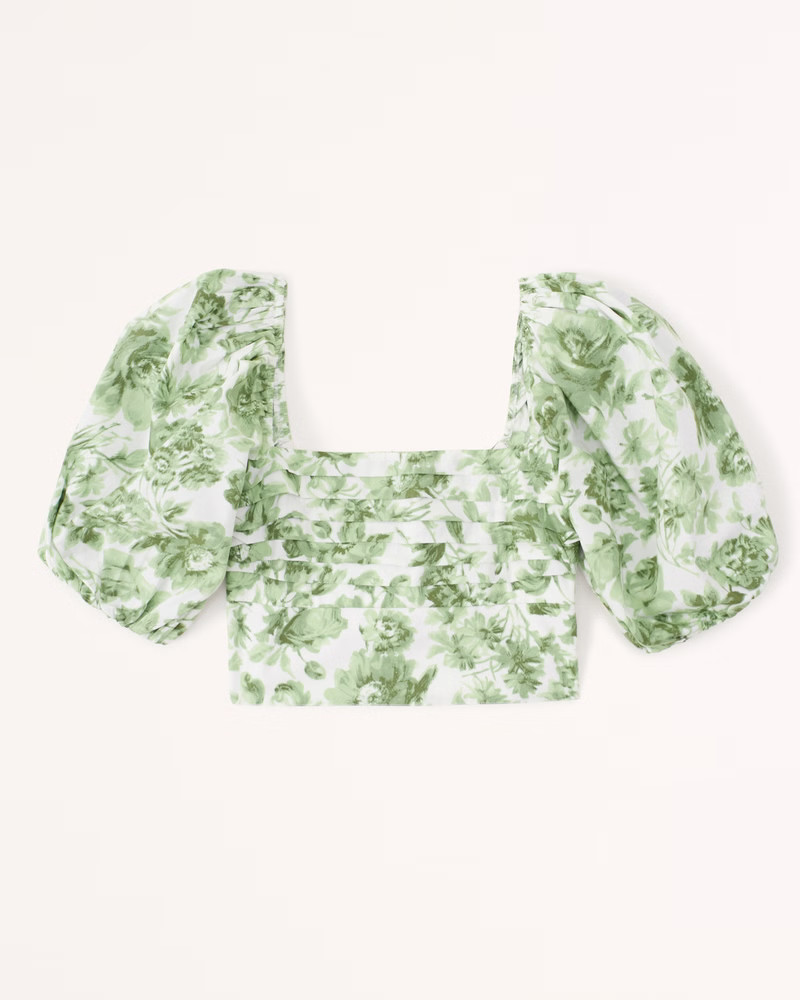 Women's Puff Sleeve Poplin Squareneck Top | Women's Tops | Abercrombie.com | Abercrombie & Fitch (US)