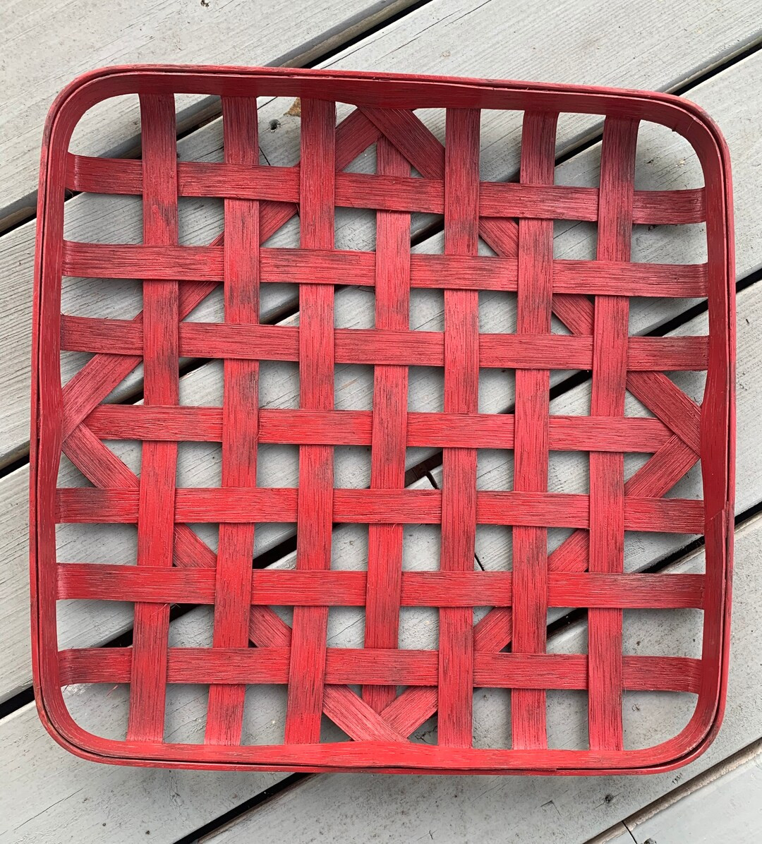 Handmade Tobacco Basket Basket Wall Decor Basket Wall Decor Tobacco Basket Weathered Basket Red W... | Etsy (US)