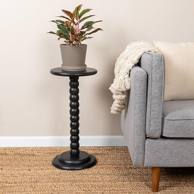 Creative Co-Op Stacked Pedestal Cocktail Side Table, Black | Amazon (US)