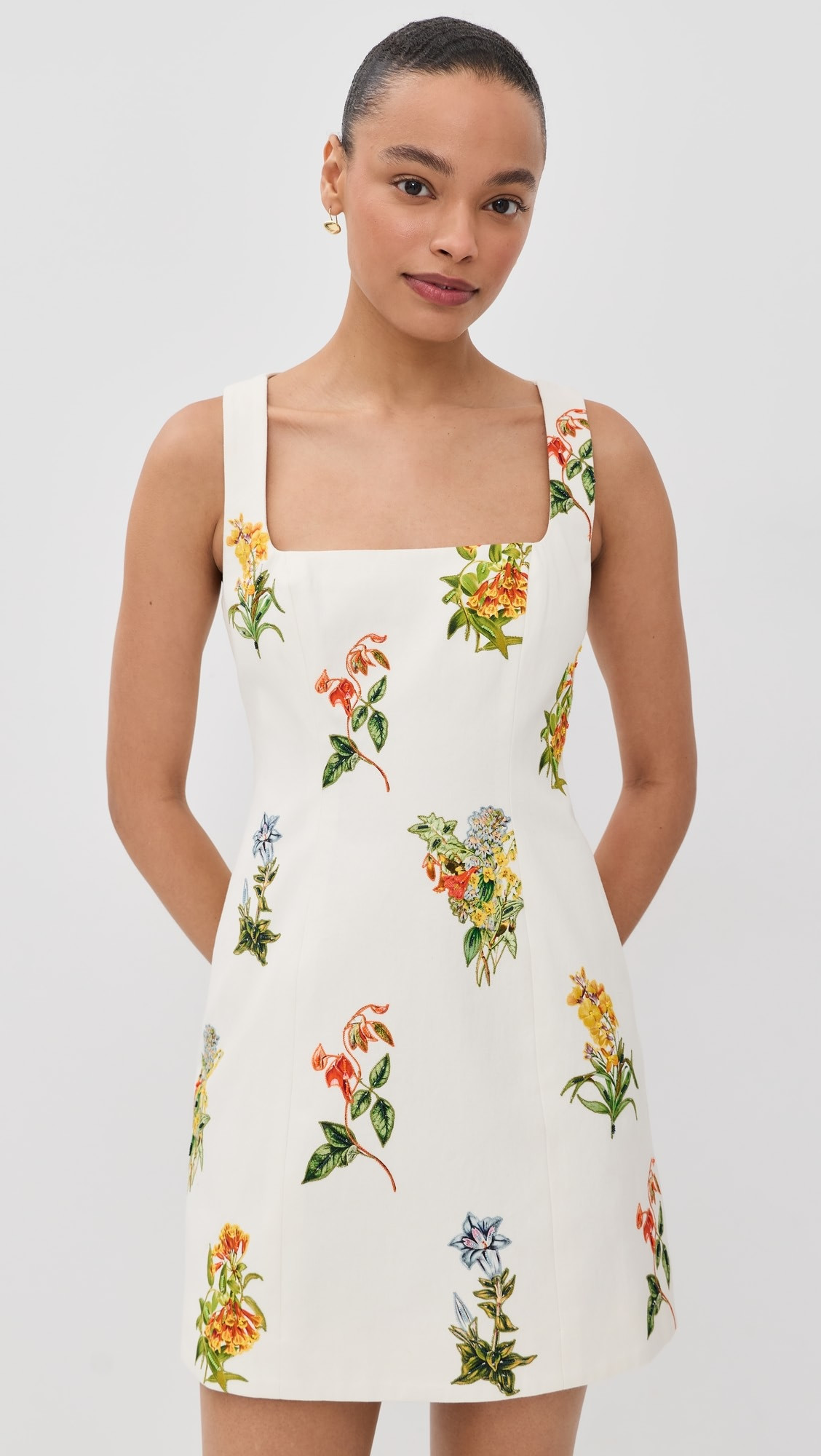 Floral Square Neck Mini Dress | Shopbop