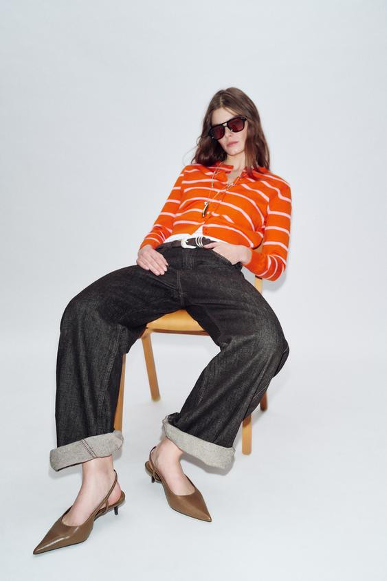 LEATHER KITTEN HEEL SHOES | Zara US