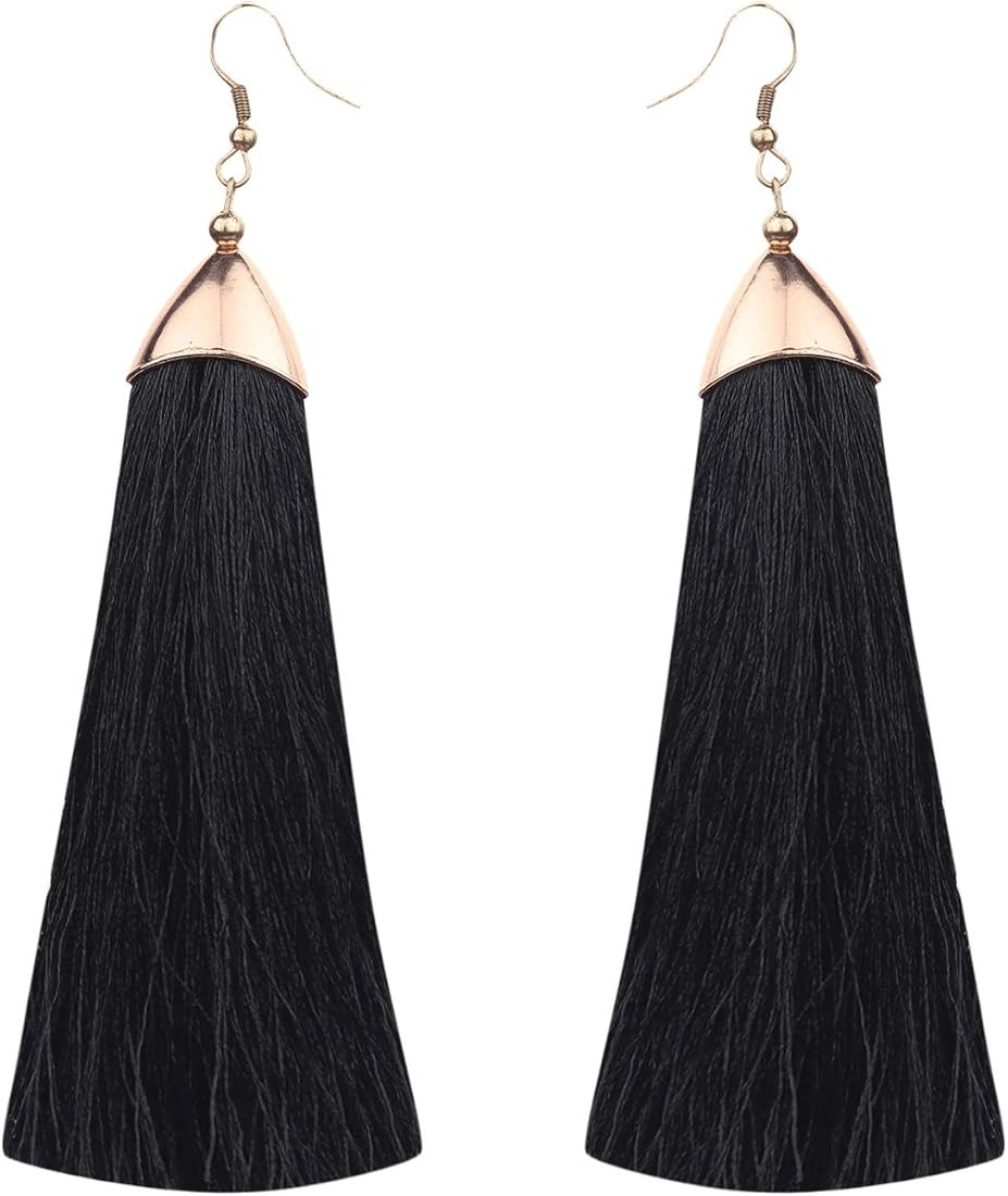 RF RIZIR Fashion Colorful Layered Tassel Earrings Bohemian Eardrop Big Dangle Drop Fashion Jewelry,  | Amazon (US)