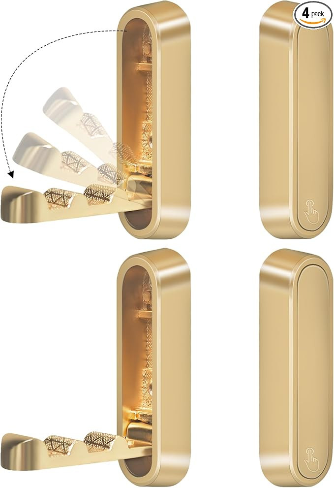 4PCS Foldable Wall Hooks, Heavy Duty Zinc Alloy Folding Wall Hooks, Folding Coat Hooks Wall Mount... | Amazon (US)