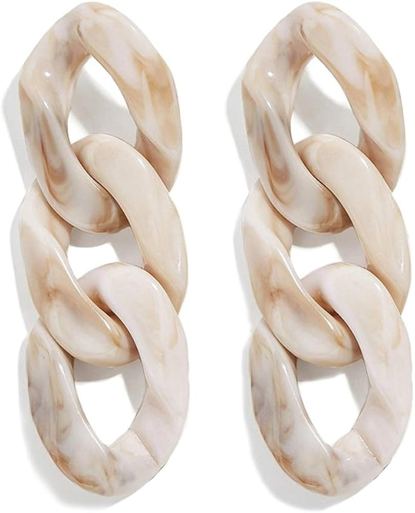 Acrylic Drop Dangle Earrings Chunky Long Link Chain Dangle Earrings Statement Geometric Resin Pap... | Amazon (US)