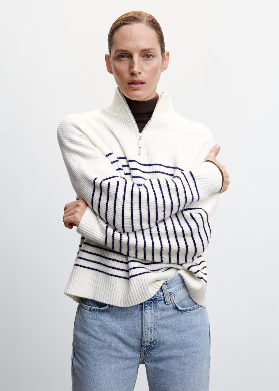 Striped sweater with zipper | MANGO (US)