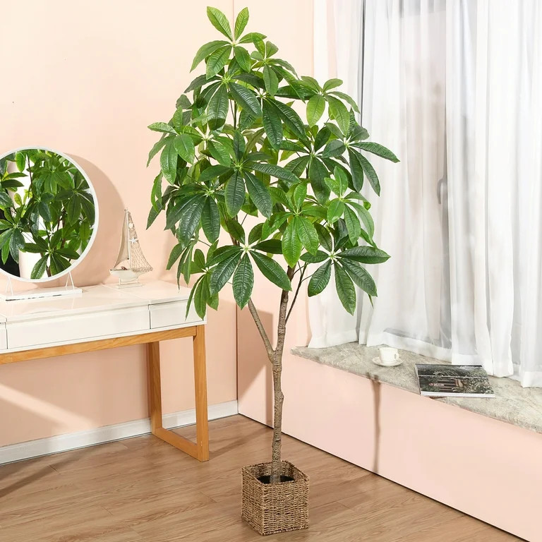 6FT Artificial Plants Pachira Aquatica Money Tree, Fake Plastic Money Plant, Pre Potted Faux Gree... | Walmart (US)