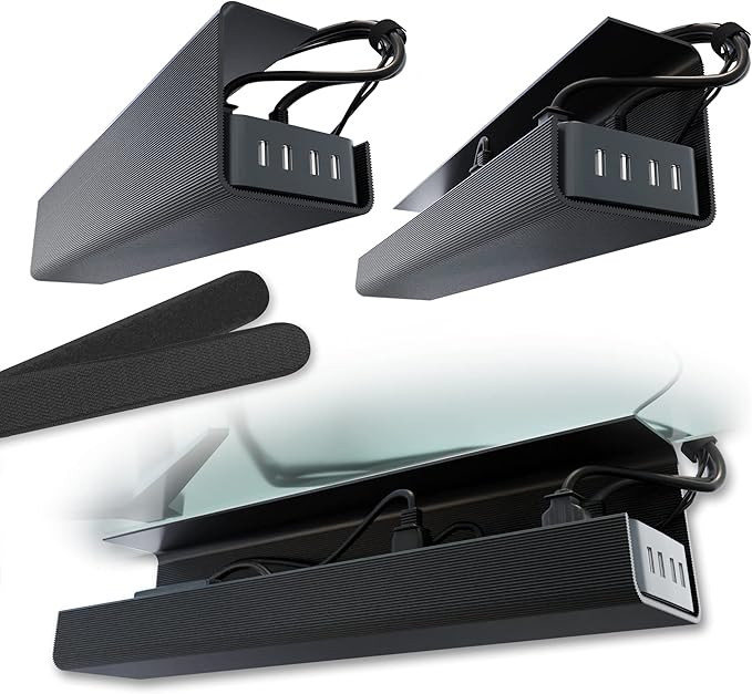 No-Screw Under Desk Cable Management Tray - Self-Adhesive Installation, Cord Management, Cable Tr... | Amazon (US)