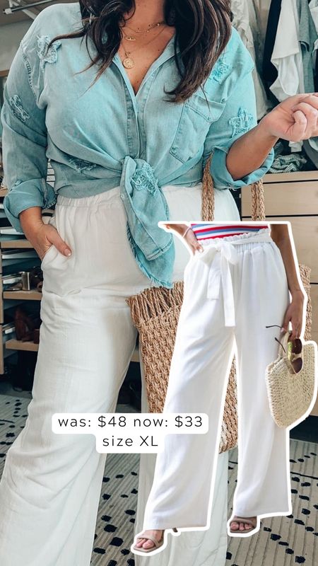 Pink Lily Memorial Day sale - use code 30TARYN - Midsize summer outfit Linen lined pants xl Chambray stretchy top xl (not on sale) 

#LTKstyletip #LTKcurves #LTKSeasonal