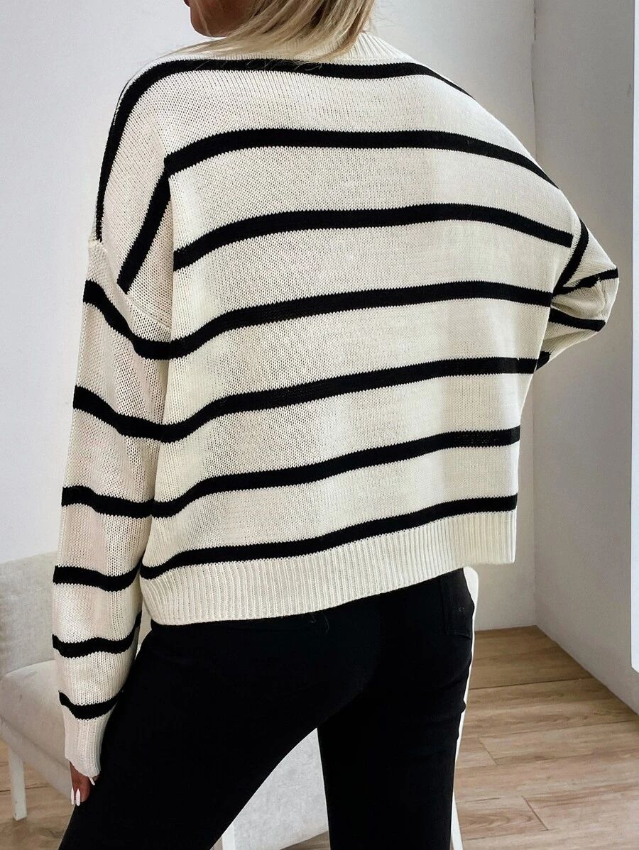 Striped Drop Shoulder Sweater | SHEIN