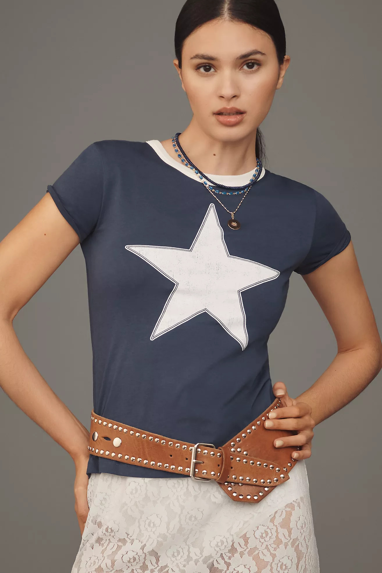 Letluv Star Short-Sleeve Ringer Crew-Neck Tee | Anthropologie (US)