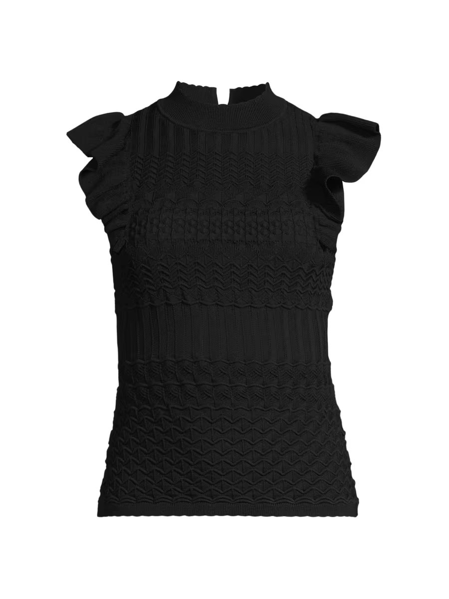Pointelle Flutter Sleeve Knit Top | Saks Fifth Avenue