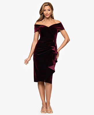 Women's Velvet Off Shoulder Neck Dress | Macy's