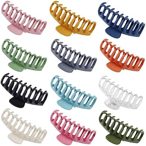 12 Pack Hair Claw Clips Stylish Barrettes Hair Clips with 12 Colors Hair Claw Clips | Amazon (US)
