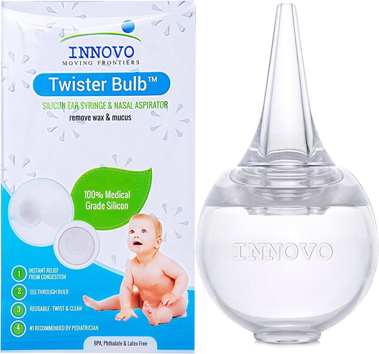 Innovo FSA/HSA Eligible Hospital Grade Silicone Twister Bulb Baby Ear Syringe and Nasal Aspirator... | Amazon (US)