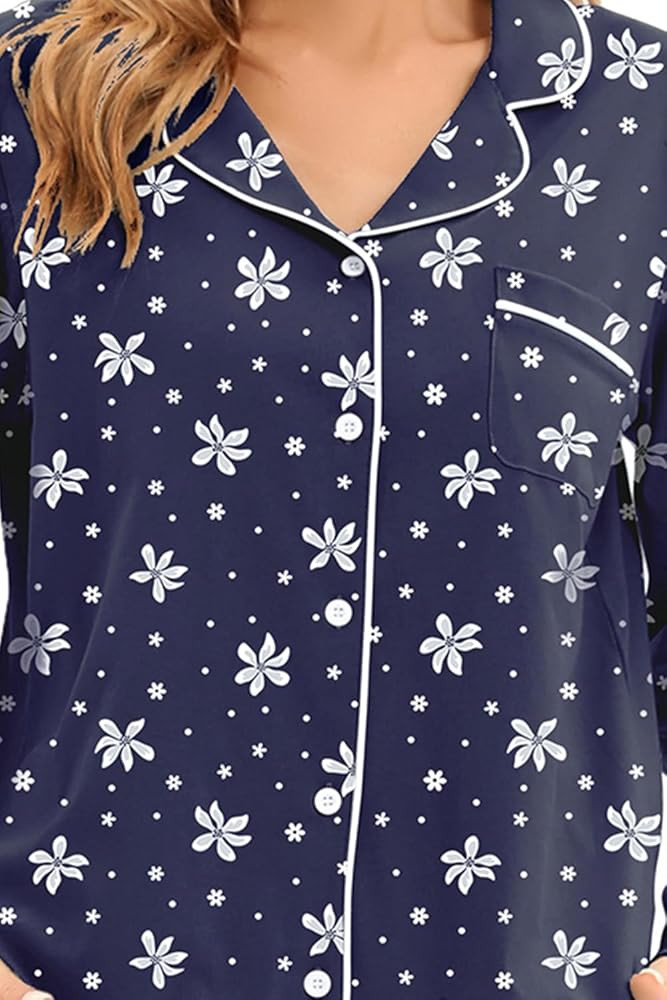 LUBOT 100% Cotton Pajamas for Women PJ Set Soft 2 Piece Ladies Button Knit Long Short Sleeve Slee... | Amazon (US)