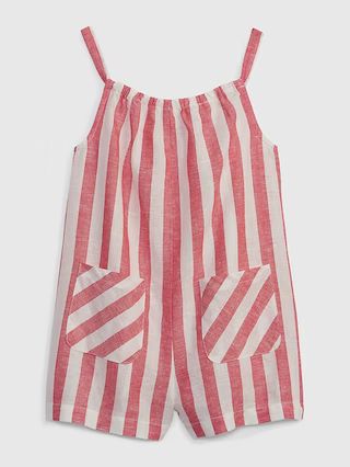 Toddler Linen-Cotton Striped Romper | Gap (US)