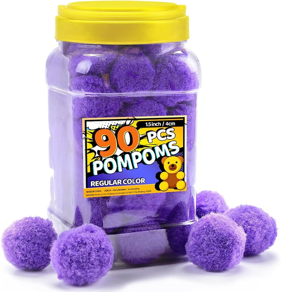 Pom Poms, 1.5 inch (4cm), 90pcs Purple Pom Poms, Pom Poms for Crafts. | Amazon (US)