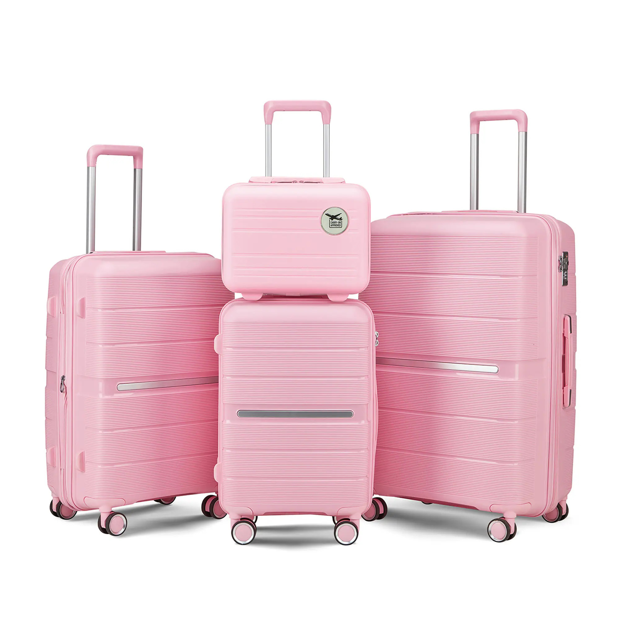 SINOFURN 18.5X12.6X29.5 Pink Plastic Hardshell Suitcase Set (4-Bag) | SYD9200004PK | Lowe's