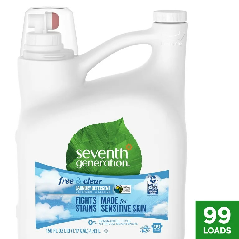 Seventh Generation Liquid Laundry Detergent Biodegradable Free & Clear 150 oz - Walmart.com | Walmart (US)