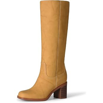 DREAM PAIRS Women's Square Toe Chunky Knee High Boots | Amazon (US)