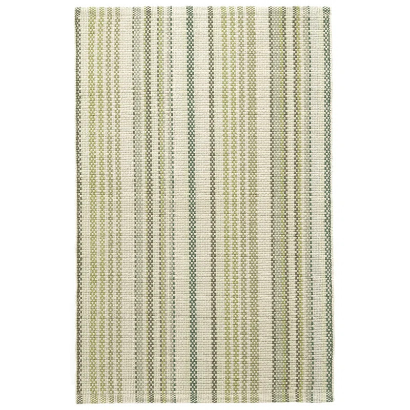 Oslo Stripe Green Handwoven Cotton Rug | Wayfair North America
