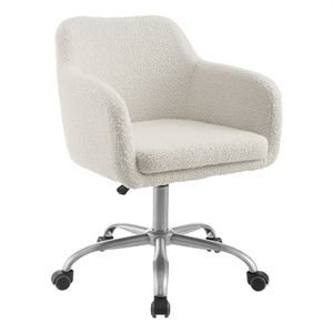 Linon Colton Sherpa Metal Upholstered Office Chair in Chrome | Homesquare