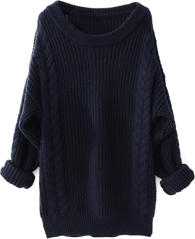 LINY XIN Women's Cashmere Oversized Loose Knitted Crew Neck Long Sleeve Winter Warm Wool Pullover... | Amazon (US)