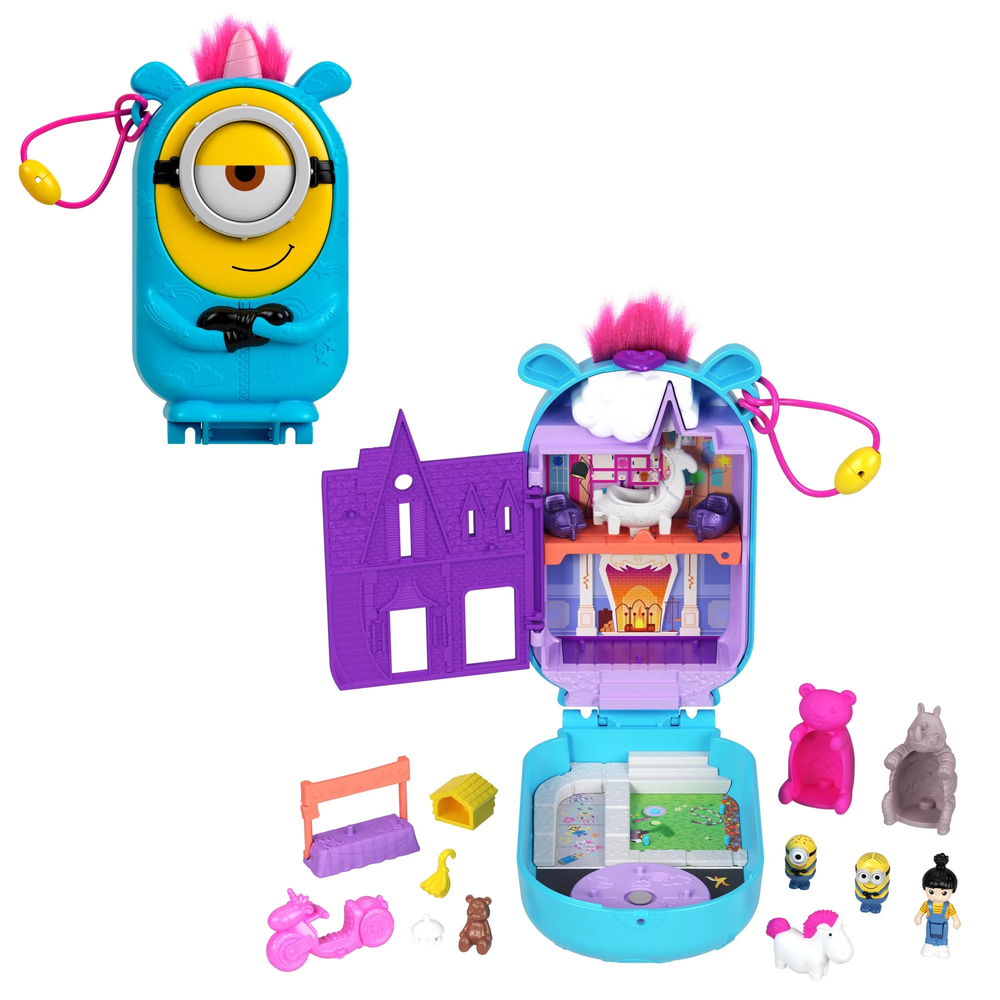 Polly Pocket Playset, Minions Compact with 9 Accessories, 1 Doll, 2 Minions and Unicorn Toy | Walmart (US)