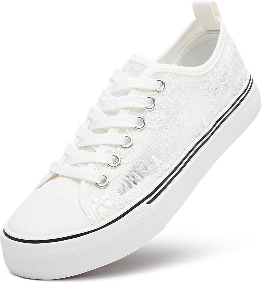 ZGR Summer Tennis Shoes for Women,Womens Casual Breathable Mesh Lace Canvas Shoes,White Sneakers ... | Amazon (US)