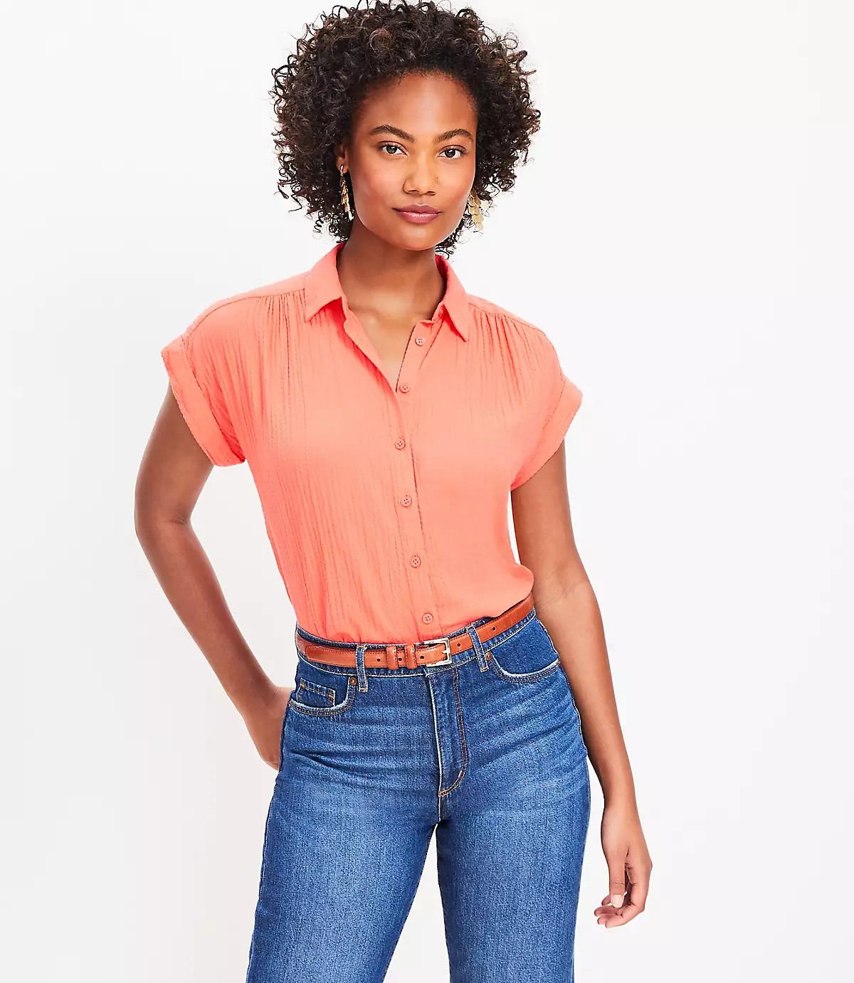 Crinkle Dolman Shirt | LOFT