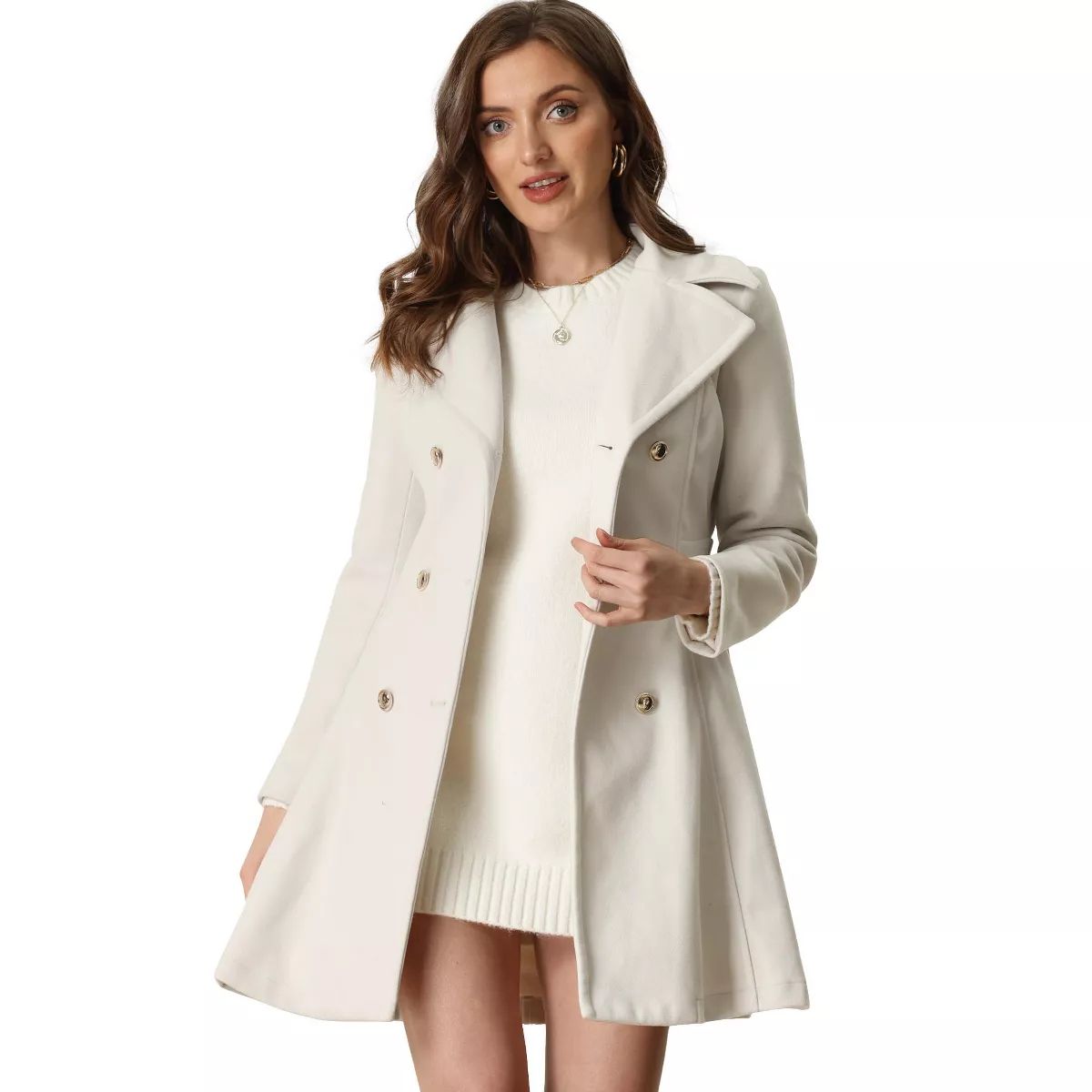 Allegra K Women's Winter Long Lapel Collar Double Breast Coats | Target