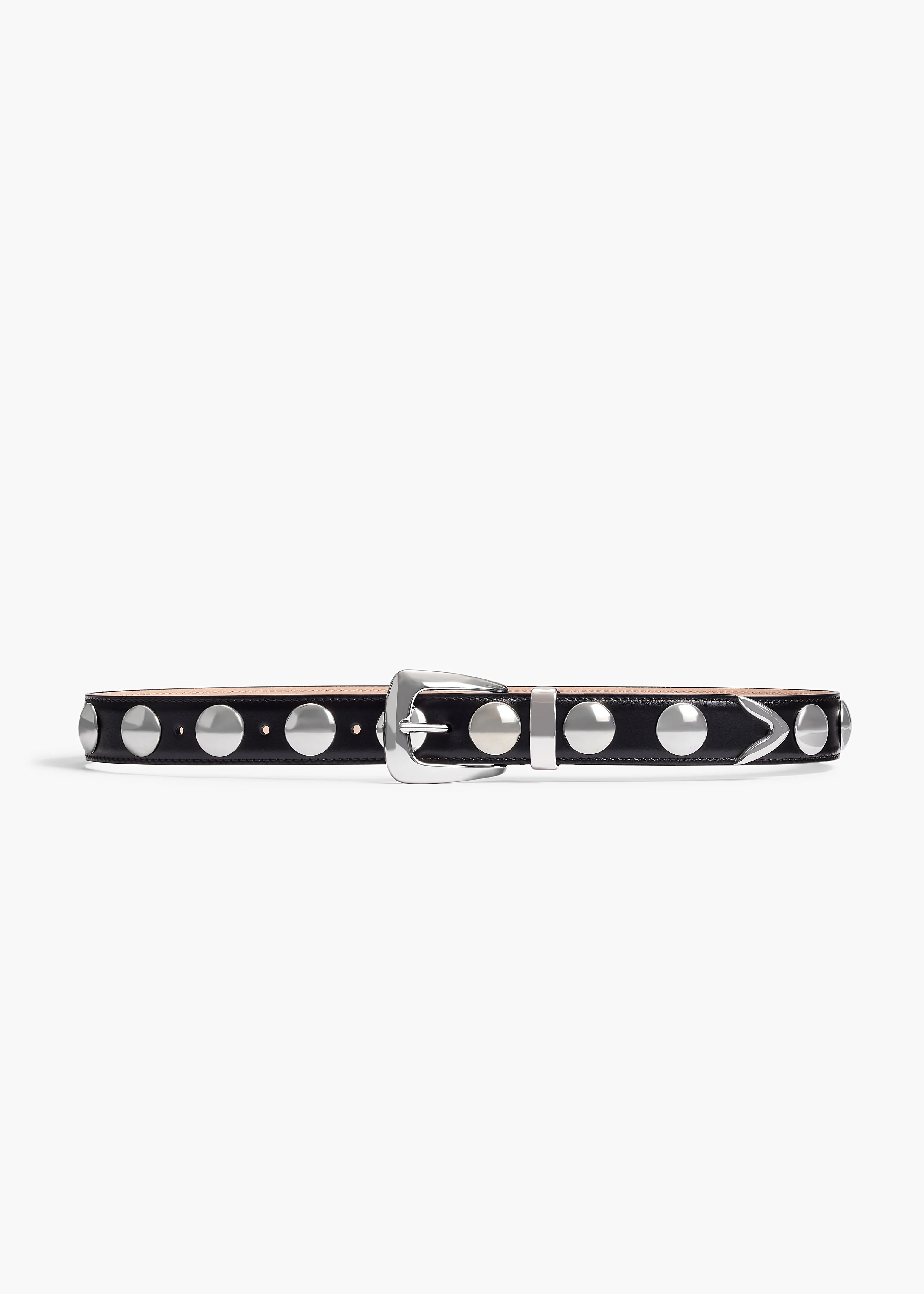KHAITE - Benny Belt With Studs In Black Leather And Silver | Khaite