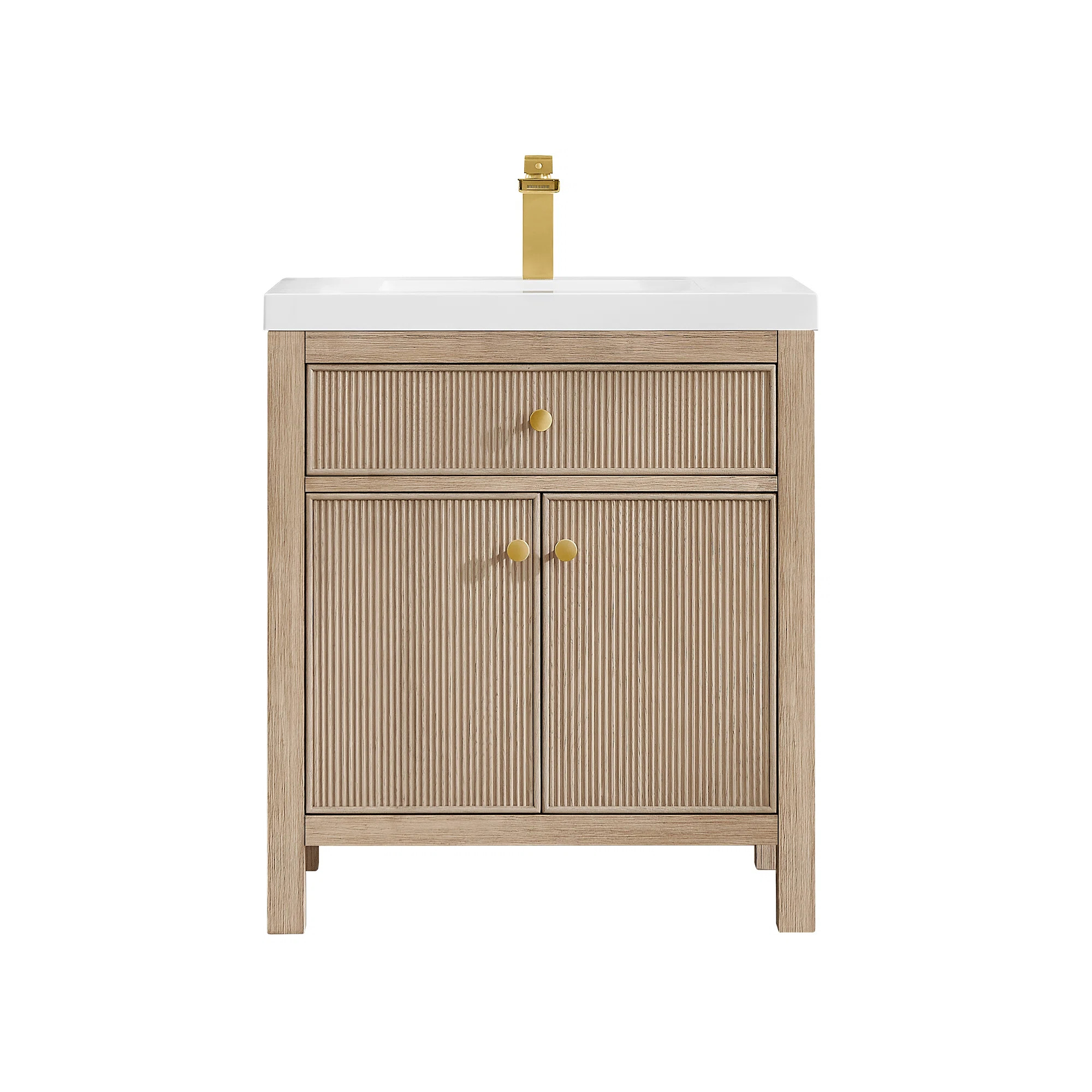 Lala 30" Single Bathroom Vanity in Engineered Stone Integrated Sink without Mirror | Wayfair North America