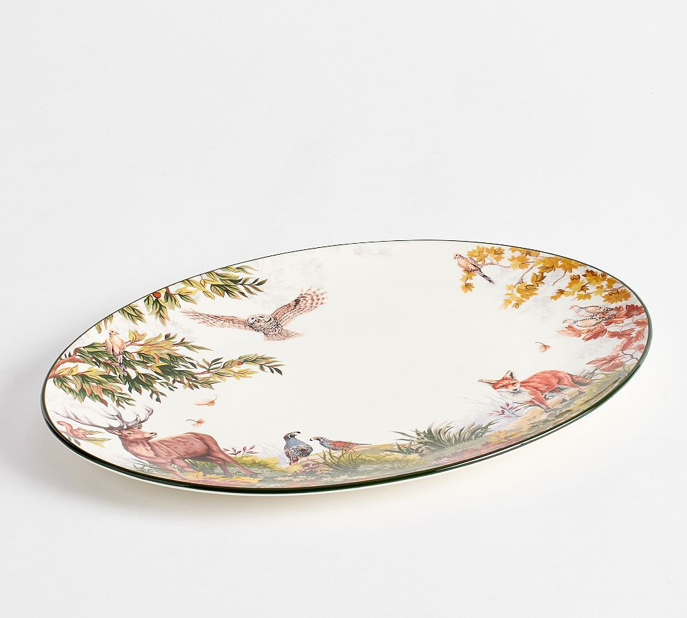 Fantastical Forest Stoneware Oval Serving Platter | Pottery Barn (US)