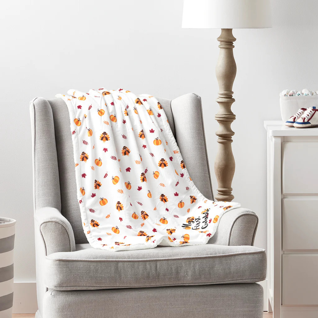 Thanksgiving Turkeys Sherpa Baby Blanket | Lush Decor