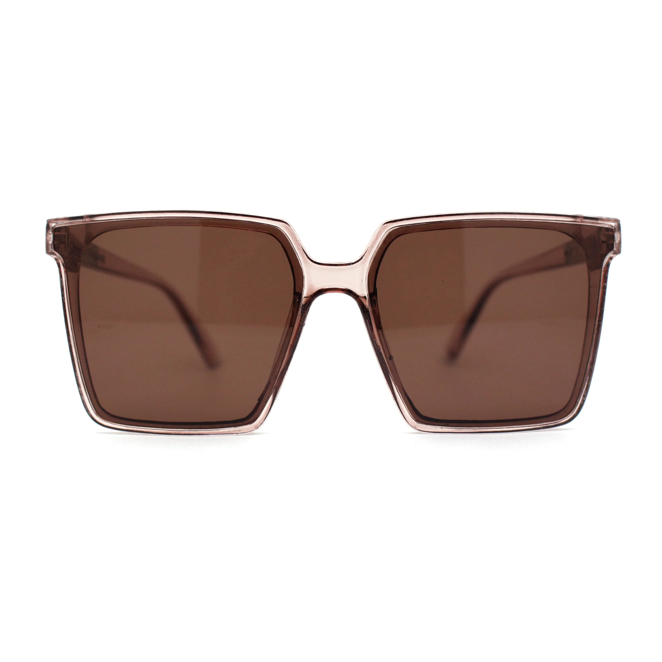 Womens Square Inset Lens Thin Plastic Horn Rim Sunglasses Beige Brown | Walmart (US)