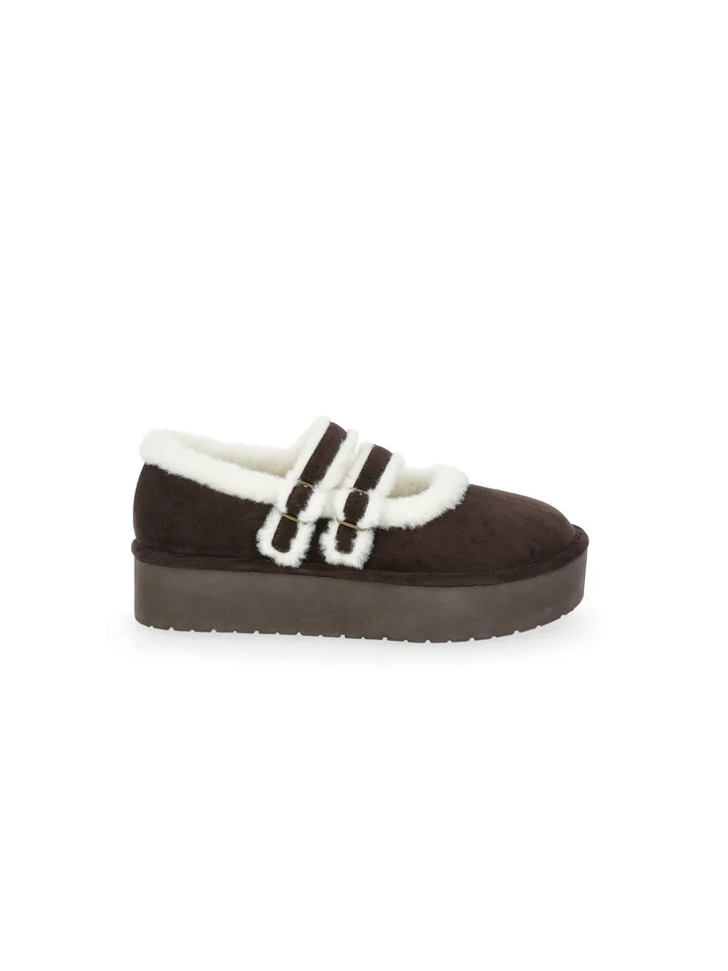 Madden NYC Women's Cozy Platform Mary Janes with Faux Fur Lining | Walmart (US)