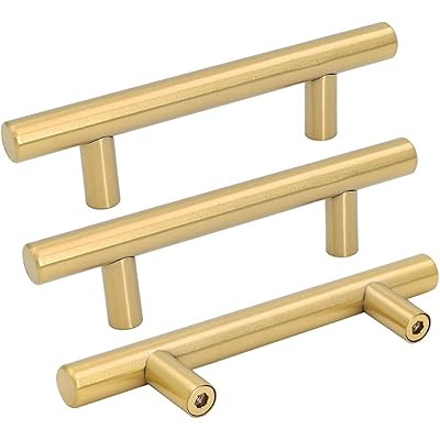 10Pack Gold Cabinet Drawer Pulls Kitchen Hardware - Goldenwarm 201GD76 Brushed Brass Cabinet Hand... | Amazon (US)