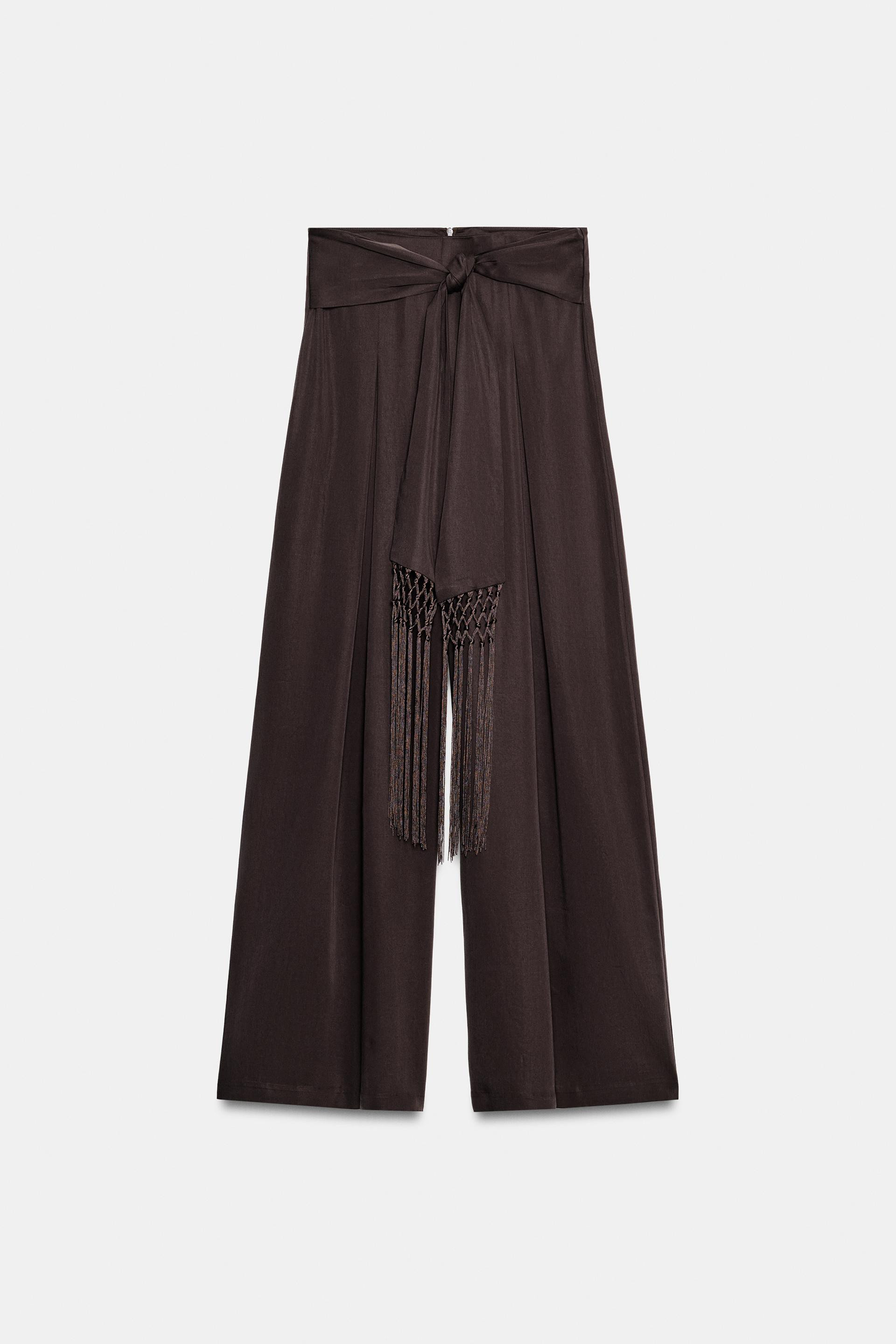 PANTALON CEINTURE À FRANGES | Zara FR