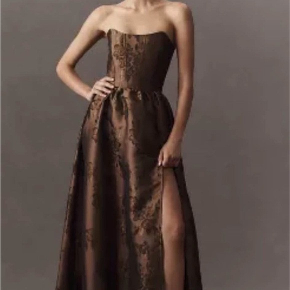 NEW V. Chapman Charlotte Brown Cocoa Strapless Gown for Wedding | Poshmark