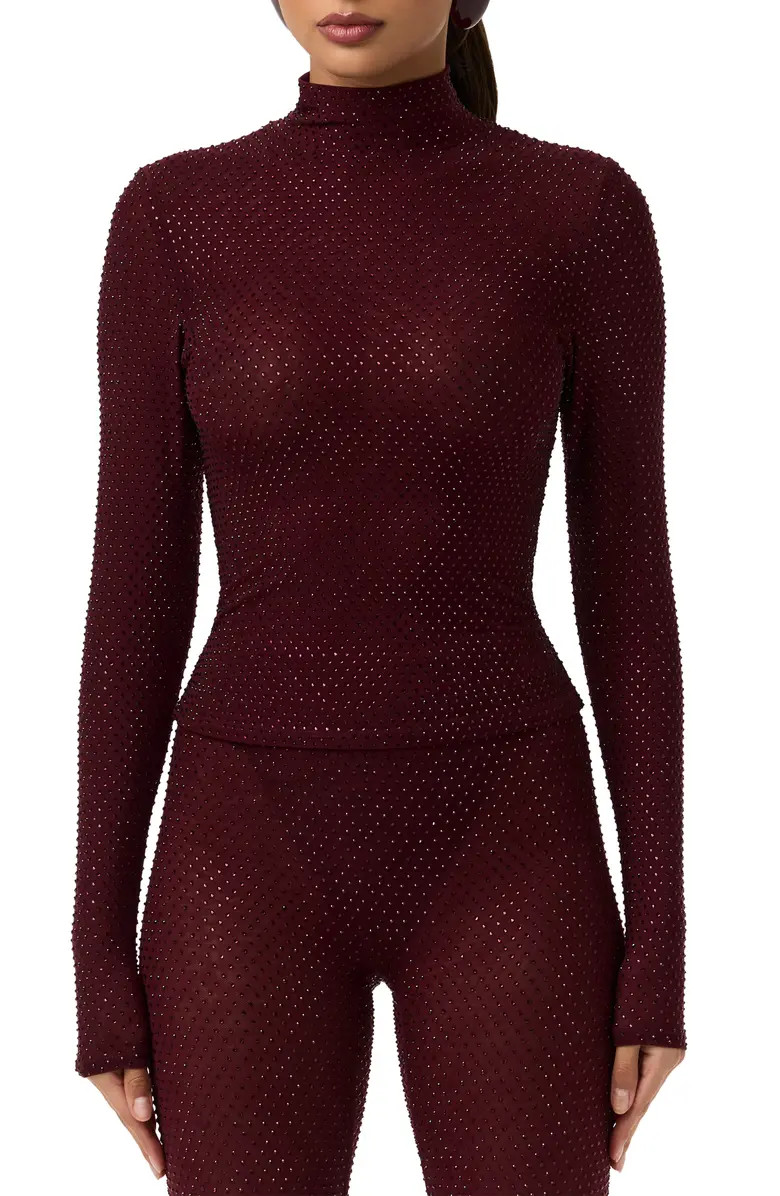 Naked Wardrobe Rhinestone Long Sleeve Top | Nordstrom | Nordstrom