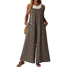 Lepunuo Womens Casual Jumpsuits Summer Boho Wide Leg Rompers Sleeveless Overalls Pleated Jumpers ... | Amazon (US)