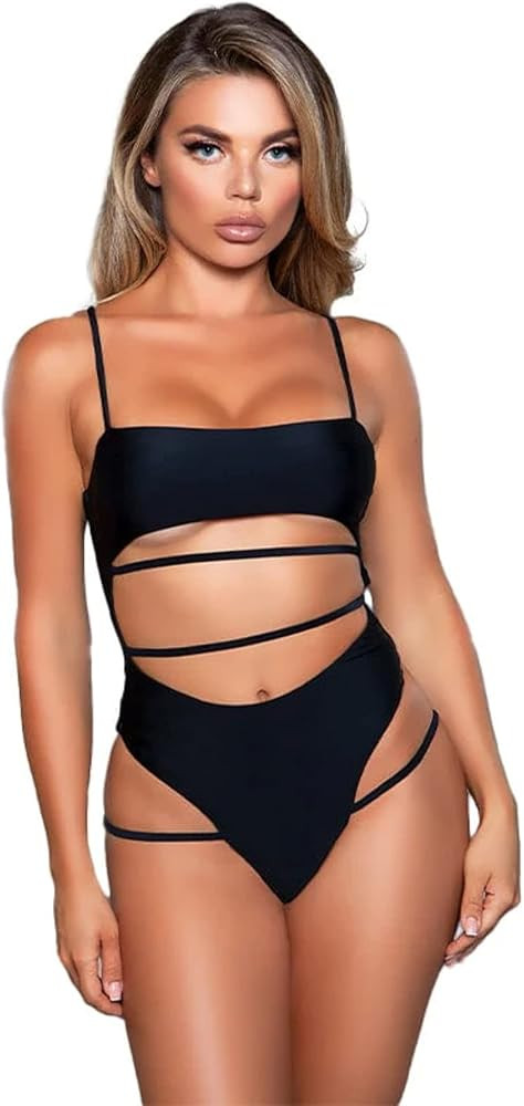 Sexy Brianna Cut Out Strappy High Leg Swimsuit | Amazon (US)