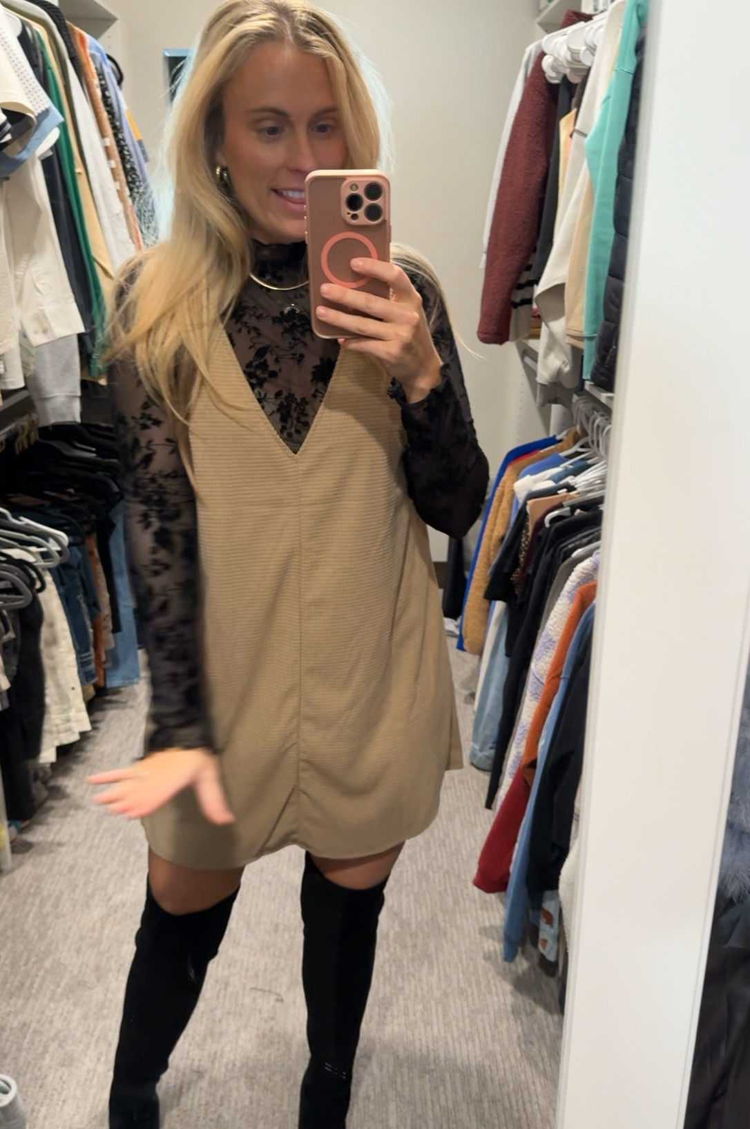 Wearing a medium in the top and the dress! So comfy! 