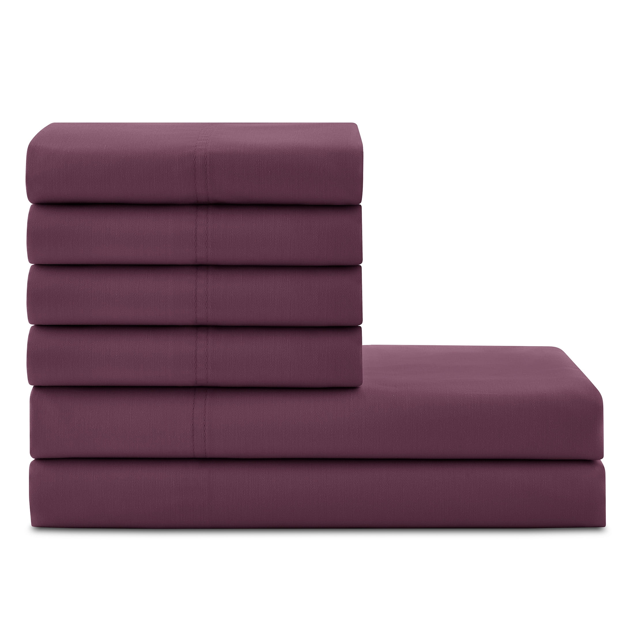 Hotel Style 6-Piece 1000 Thread Count, Crushed Plum, U.S. Grown Cotton Rich Blended Luxury, Bed S... | Walmart (US)