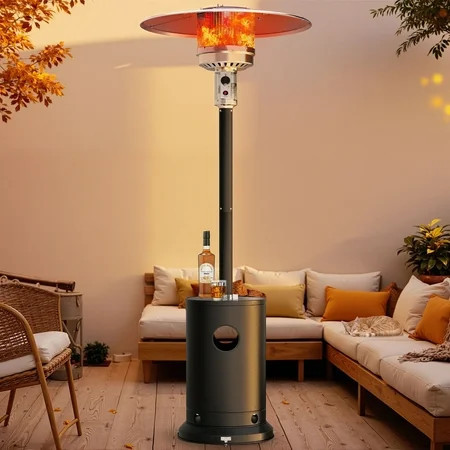 50,000 BTU Outdoor Patio Heater, Freestanding Patio Heaters Tall Propane with Wheels, Stainless Steel Patio Heater for Outdoor Backyard Deck Garden Use | Walmart (US)