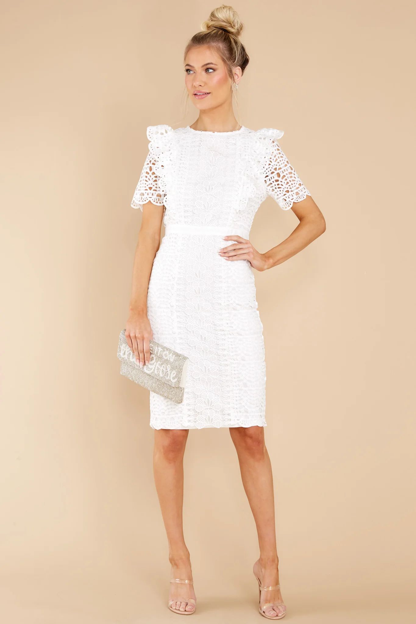 Timeless Combinations White Eyelet Dress | Red Dress 