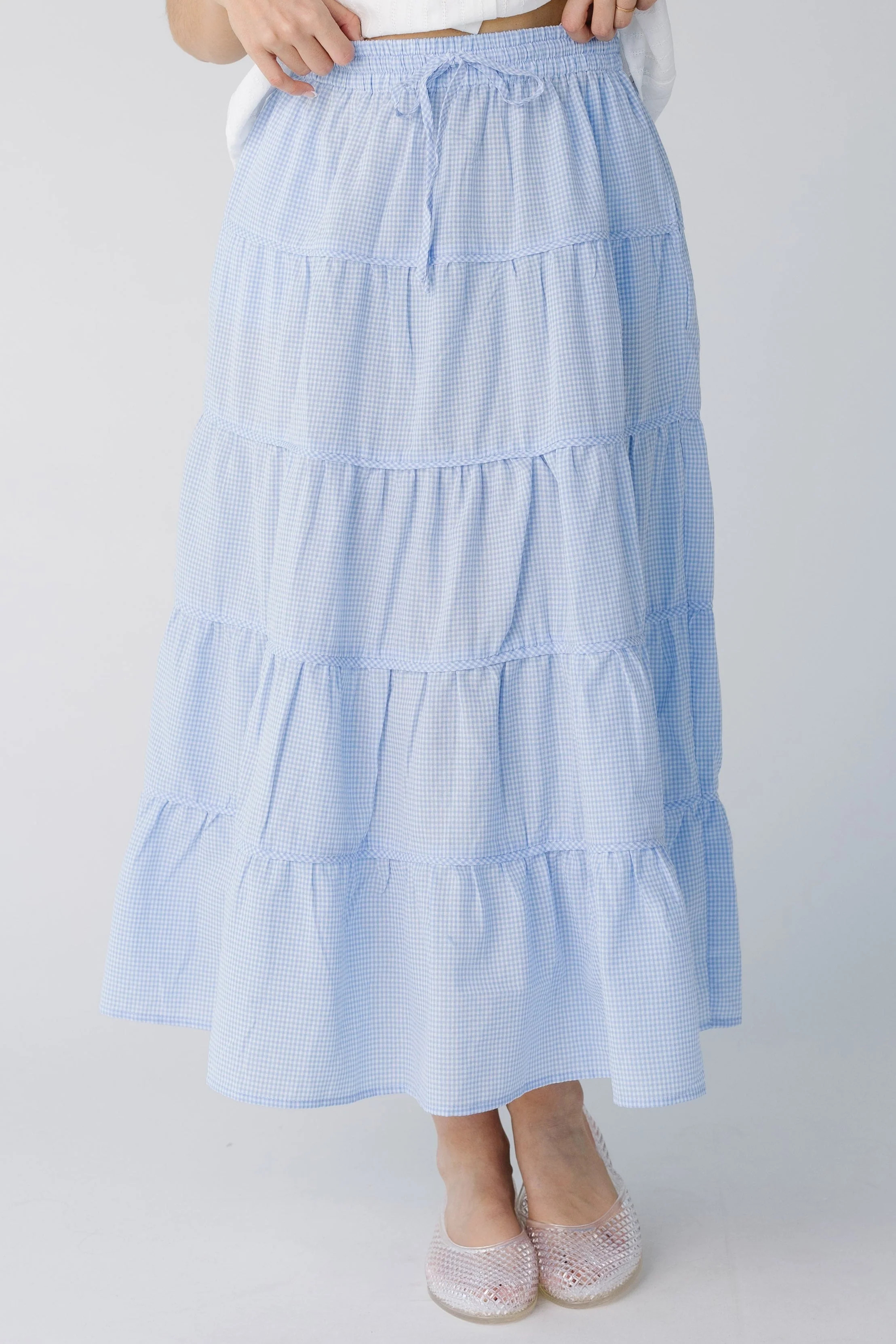 Paris Gingham Tiered Midi Skirt | Called To Surf