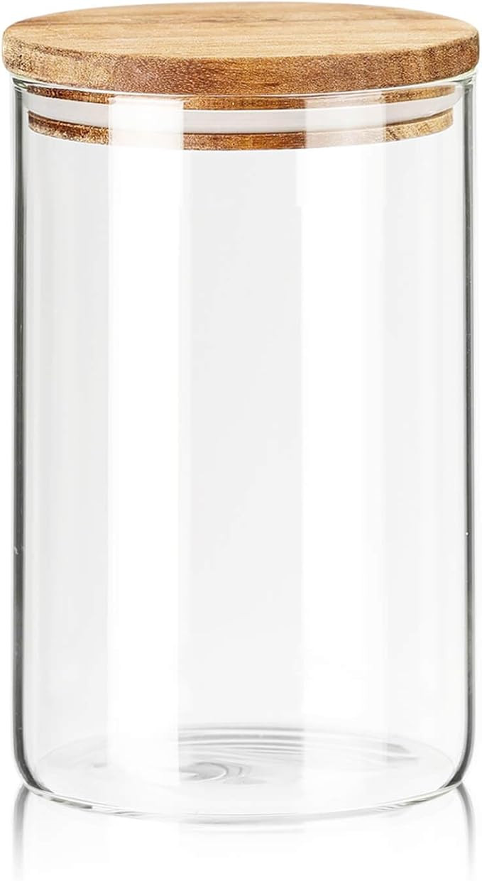 Labina Glass Storage Container Airtight Food Jars Kitchen Canister with Wood Lids, 32 Oz Wide Mou... | Amazon (US)